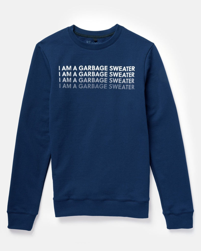 ReApparel Garbage Crew Neck . in color Navy Blue and shape long sleeve