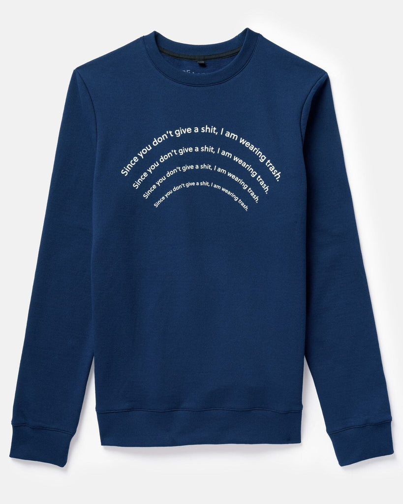 ReApparel Trash Crew Neck . in color Navy Blue and shape long sleeve