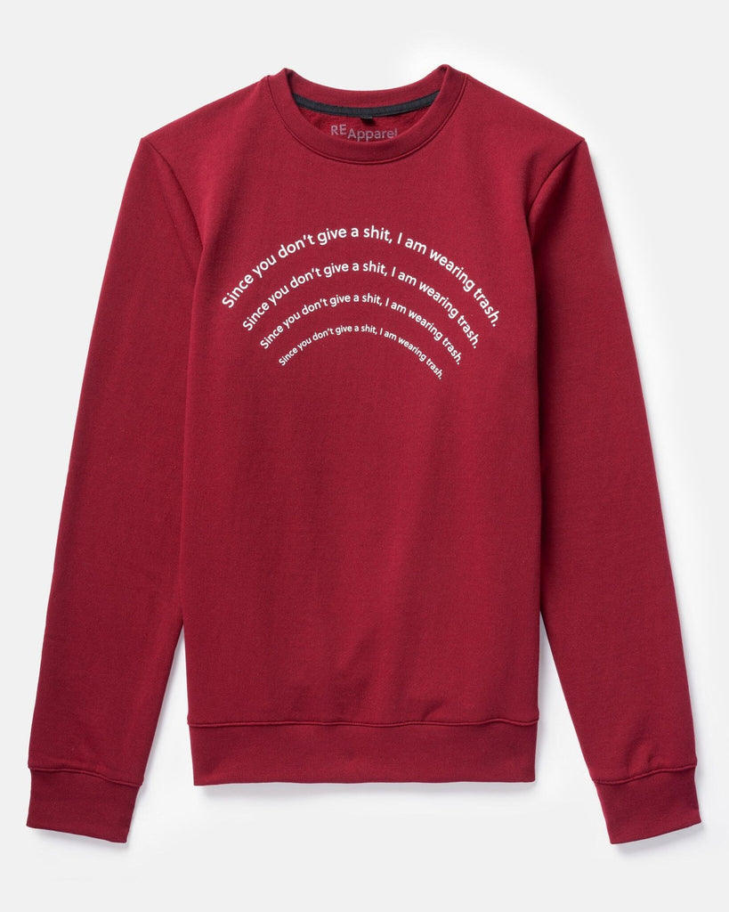 ReApparel Trash Crew Neck . in color Garnet and shape long sleeve