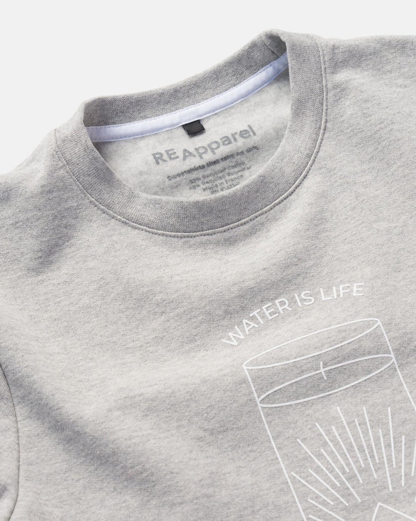 ReApparel Water Crew Neck . in color Medium Heather Grey and shape long sleeve