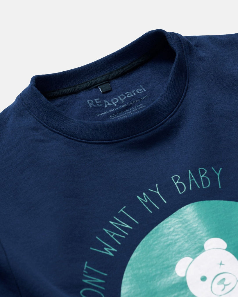 ReApparel Baby Crew Neck . in color Navy Blue and shape long sleeve