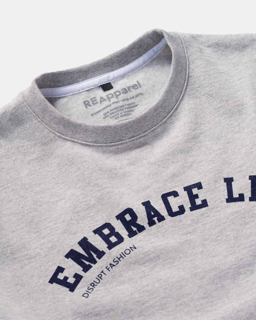 ReApparel Embrace Crew Neck . in color Medium Heather Grey and shape long sleeve
