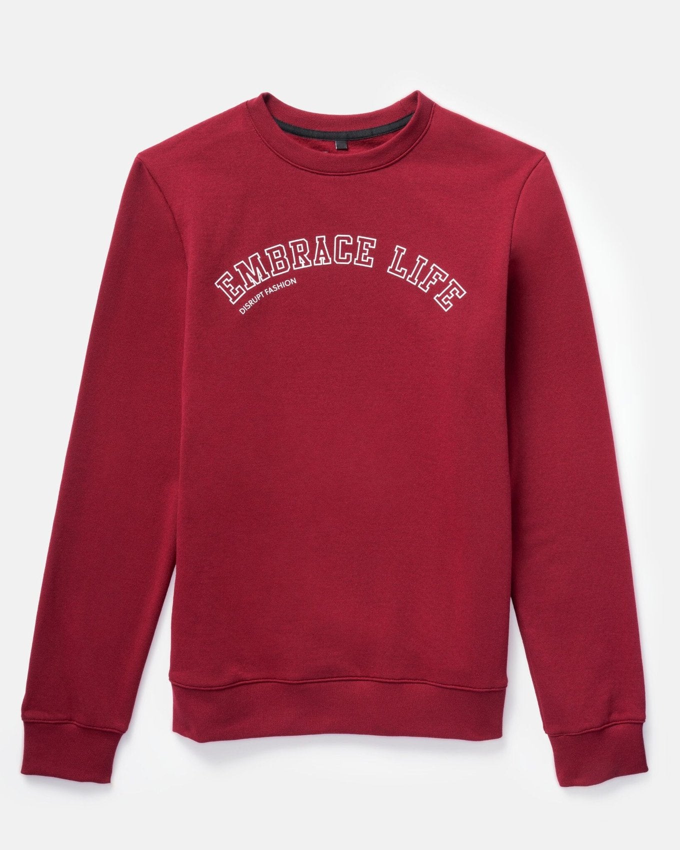ReApparel Embrace Crew Neck . in color Garnet and shape long sleeve