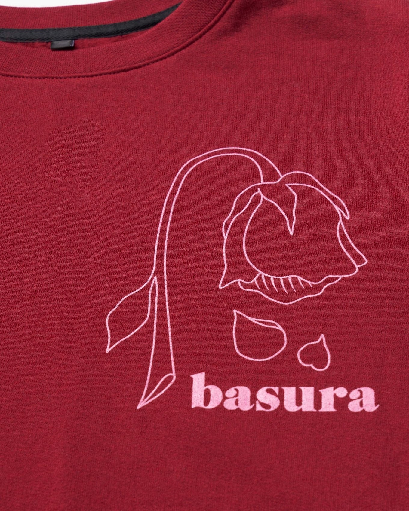 ReApparel Basura Crew Neck . in color Garnet and shape long sleeve